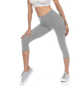 bluensquare Women's Plus Size Capri Leggings Premium Soft and Stretched Cropped legging- Gray