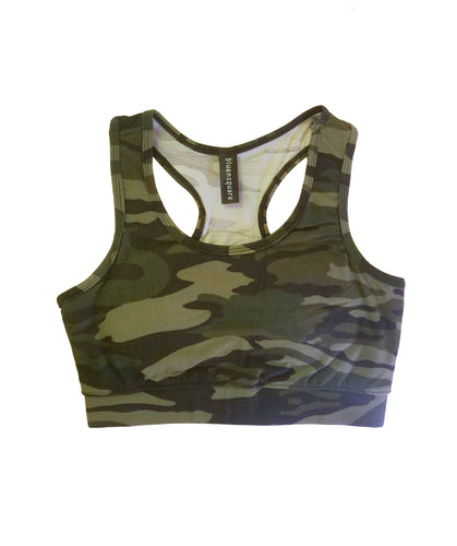 Bluensquare Women's  Sports Bra Racerback Camouflage/ Removable Pad Yoga Gym Fitness Crop Top