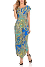 Women's Maxi Dress Printed with Pockets Round Neck