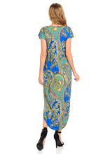 Women's Maxi Dress Printed with Pockets Round Neck