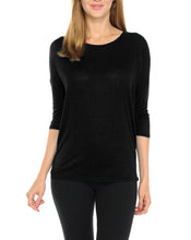 Women T-Shirts Super Soft Rayon Jersey Knit Top  3/4 Dolman Sleeves- 14 Color Variety -Black