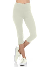 bluensquare LEGGINGS for Juniors High Waist Premium Soft Stretched Regular One Size-Ivory Capri