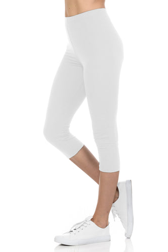 bluensquare Women's Plus Size Capri Leggings Premium Soft and Stretched Cropped legging- White