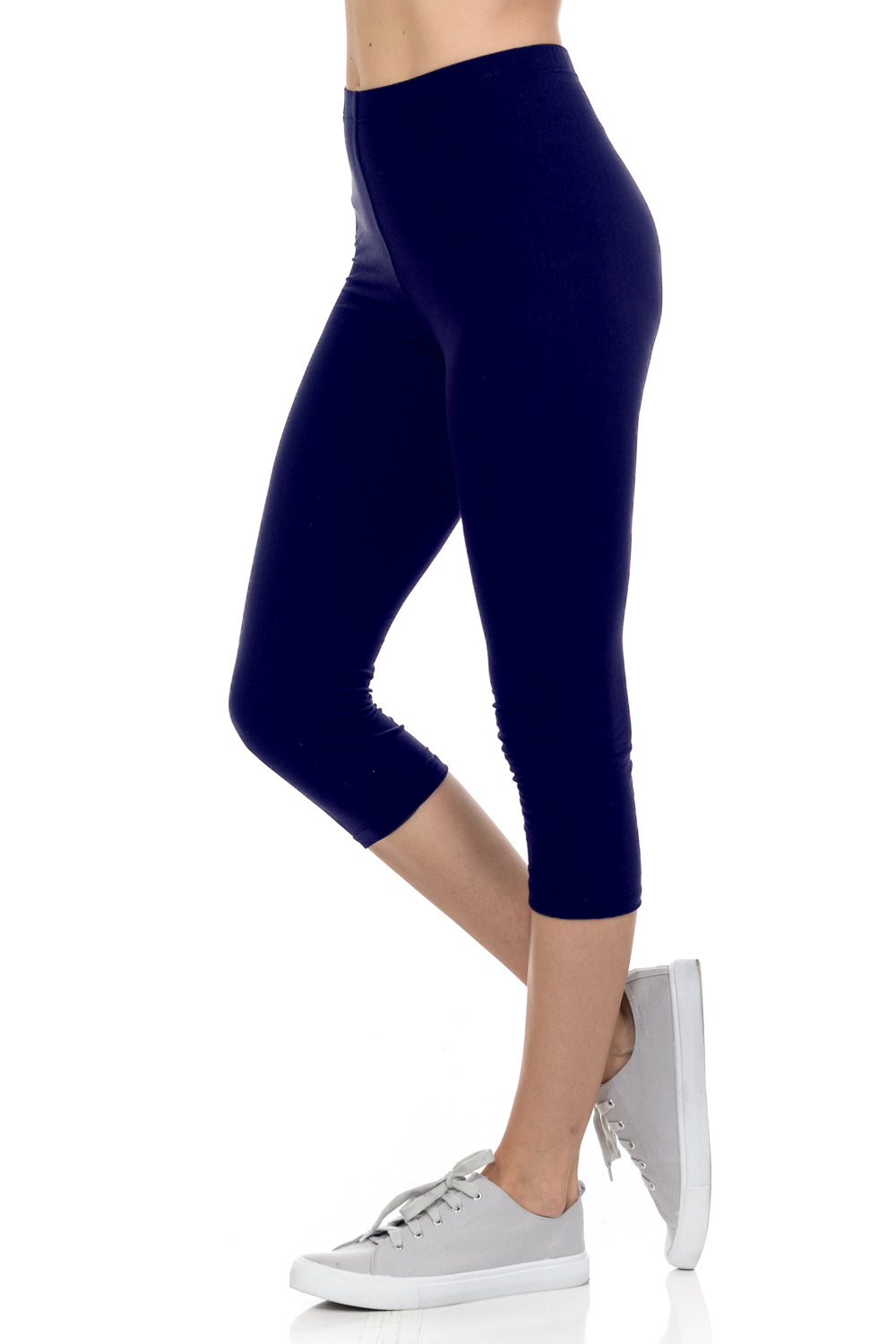 bluensquare Women's Plus Size Capri Leggings Premium Soft and Stretched Cropped legging- Navy