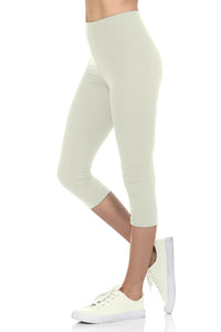 bluensquare LEGGINGS for Juniors High Waist Premium Soft Stretched Regular One Size-Ivory Capri