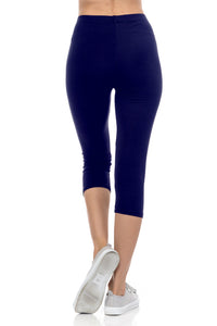 bluensquare LEGGINGS for Juniors High Waist Premium Soft Stretched Regular One Size-Navy Capri