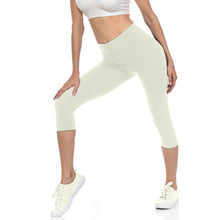 bluensquare Women's Plus Size Capri Leggings Premium Soft and Stretched Cropped legging- Ivory