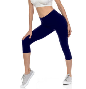 bluensquare Women's Plus Size Capri Leggings Premium Soft and Stretched Cropped legging- Navy