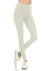 bluensquare Women's Plus Size LEGGINGS High Waist premium soft brushed Full Length-Ivory
