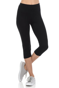 bluensquare Women's Plus Size Capri Leggings Premium Soft and Stretched Cropped legging- Black