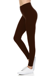 bluensquare LEGGINGS  for Juniors High Waist premium soft brushed Stretched Regular One Size-Brown