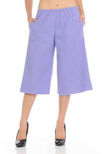 Women's Capri Culottes pants Classic and Chic Style Cropped Wide pants Lilac