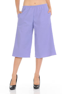 Women's Capri Culottes pants Classic and Chic Style Cropped Wide pants Lilac