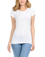 bluensquare Women's Top with Short Sleeves Basic Tee Shirts Round Neck White Large